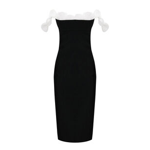 Off Shoulder Fitted Midi Dress