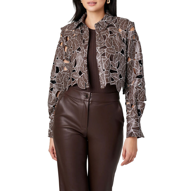 Beatrix Lace Vegan Leather Top image number null
