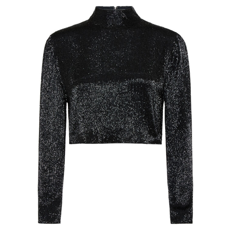 Long Sleeve Reversible Silk And Crystal Topper image number null