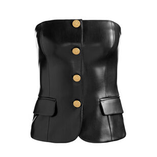 Madison Strapless Vegan Leather Bustier Top