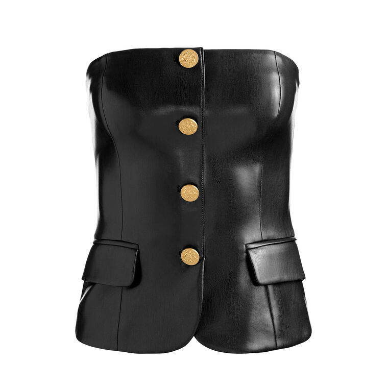 Madison Strapless Vegan Leather Bustier Top image number null