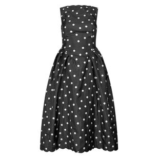Quilted Dots Sleeveless Voluminous Midi Dress