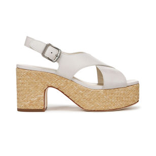 Celmentia Leather Platform Raffia Heel Sandal