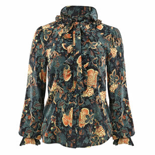 Catroux Silk Long Sleeve Button Front Blouse