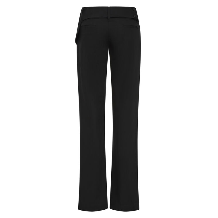 Mid-Rise Straight-Leg Belt Detail Pants image number null