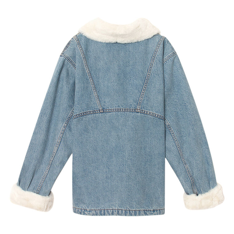 Edwin Faux Fur Collar Denim Jacket image number null