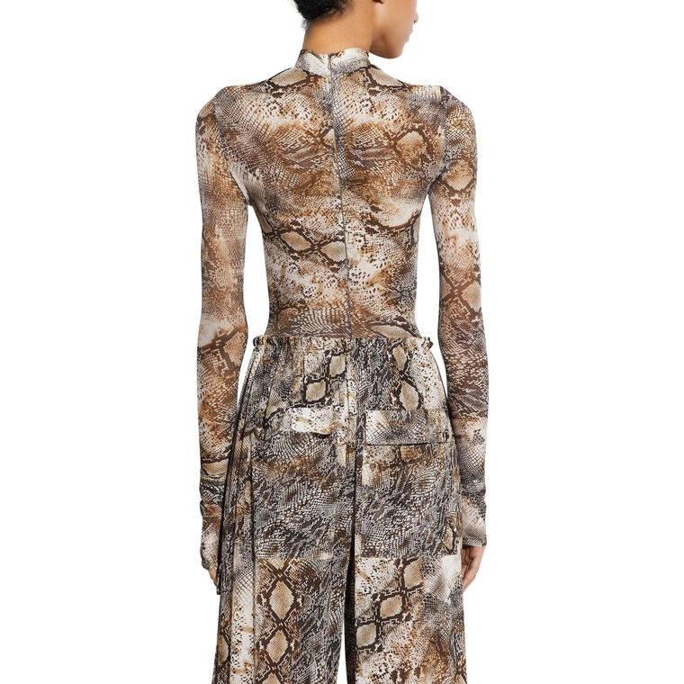 Snake Mesh Mock Neck Bodysuit image number null