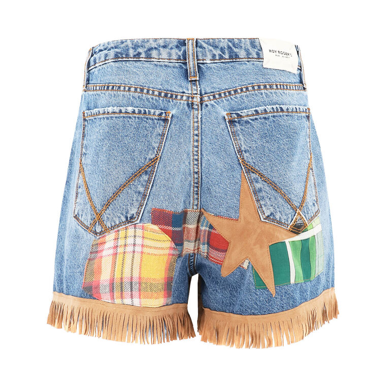 Girlfriend Suede Patch Denim Short image number null