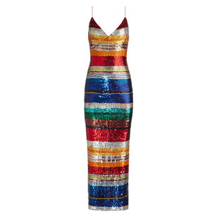 Artea Embellished Deep V-Neck Midi Dress
