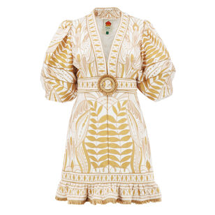 Lace Nature Short Sleeve Belted Mini Dress