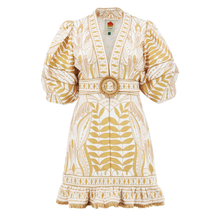 Lace Nature Short Sleeve Belted Mini Dress image number null