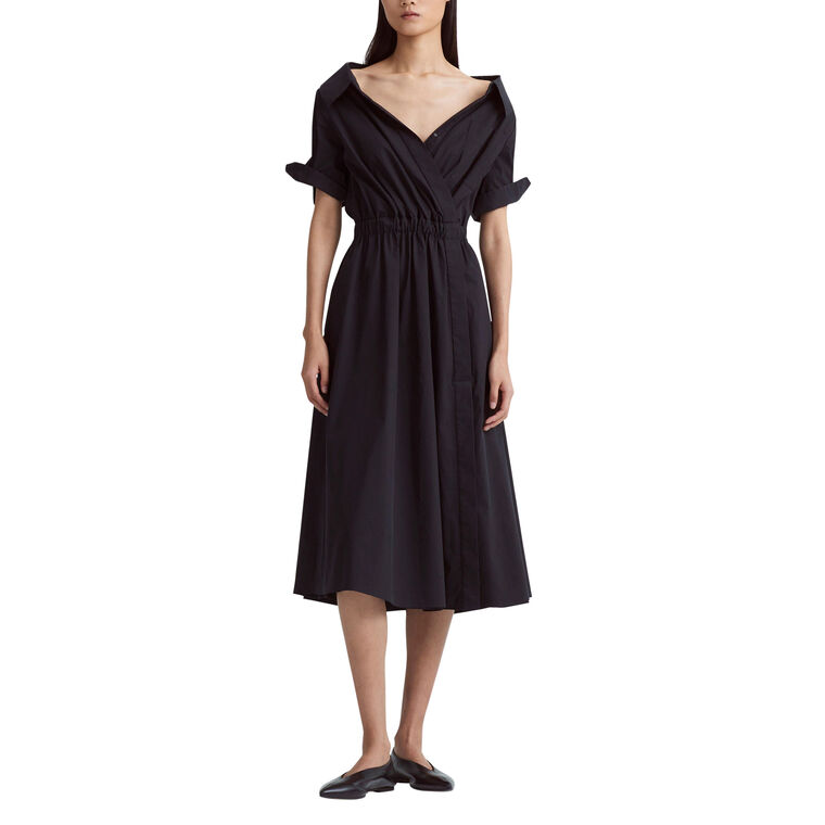 Lydia Short Sleeve Cotton Poplin Midi Dress image number null