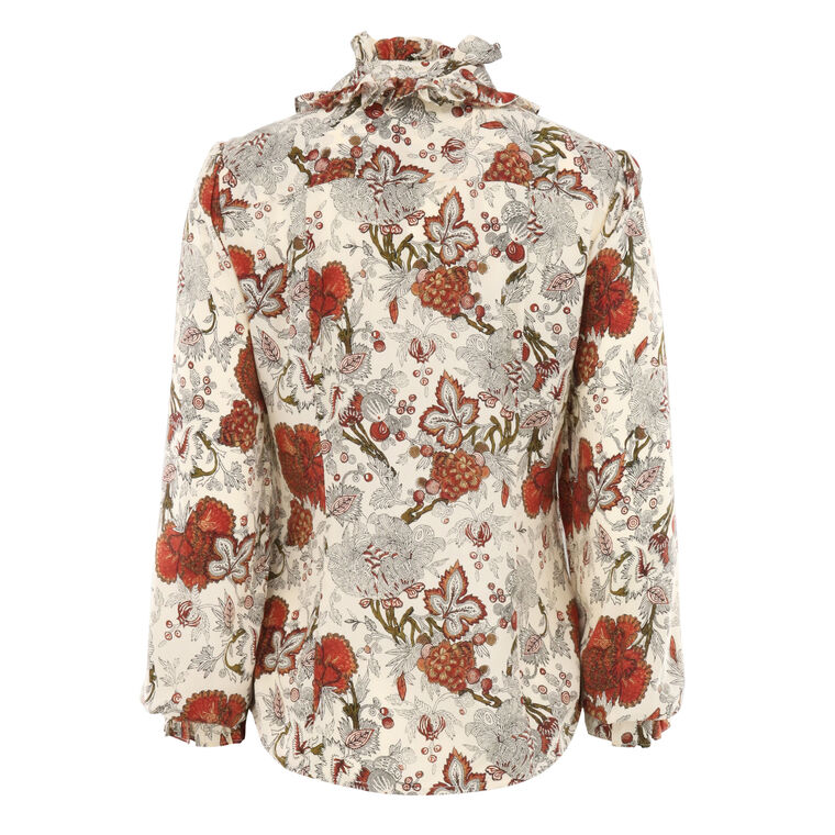 Catroux Silk Long Sleeve Button Front Blouse image number null