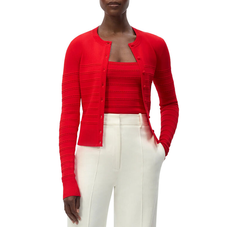 Faye Cardigan In Compact Jacquard Knit image number null