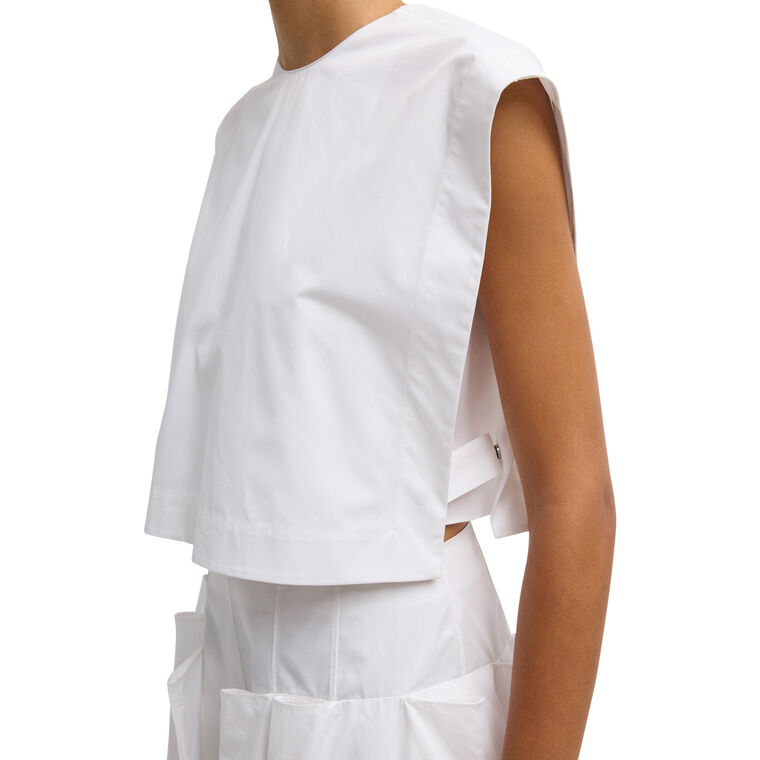 Compact Eco Poplin Sleeveless Cropped Square Top image number null