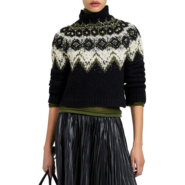 Lizzy Long Sleeve Turtleneck Sweater In Textured Fairisle image number null
