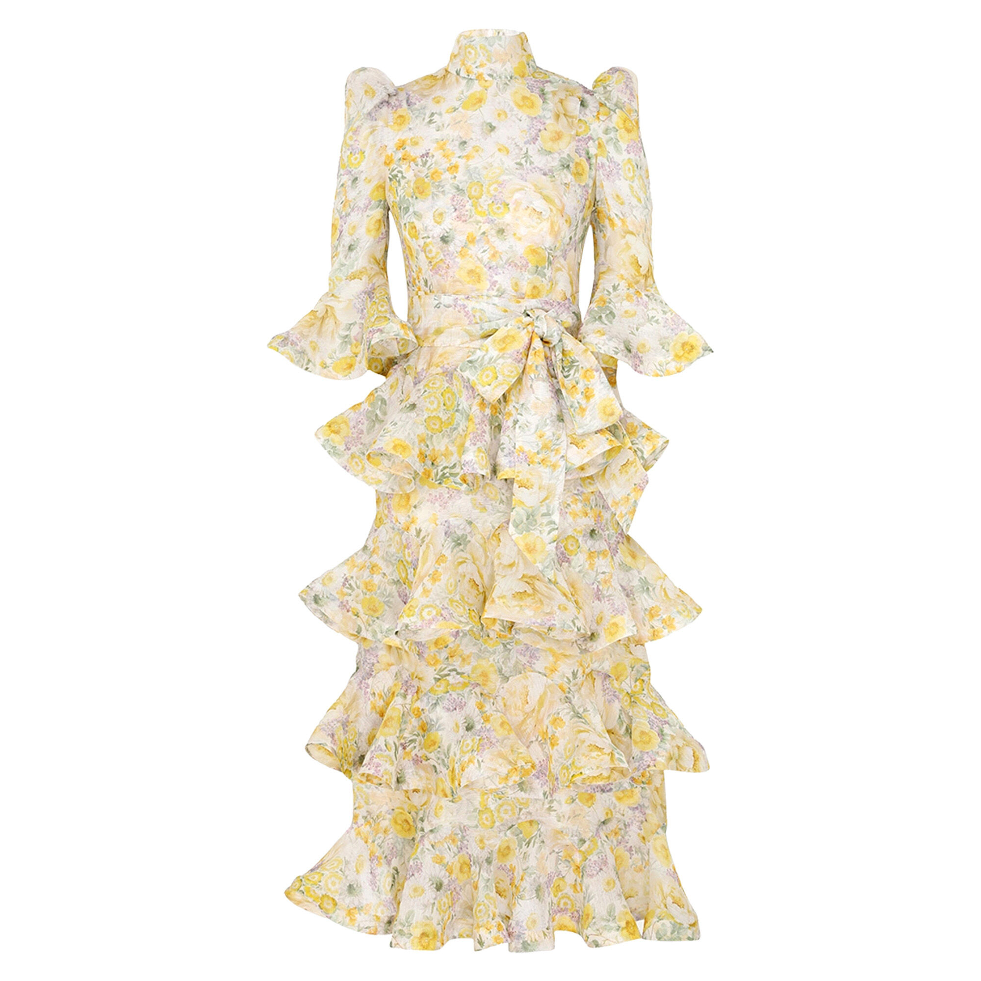 ZIMMERMANN ハーモニーフローラルリネンミディドレス Harmony floral linen midi dress in multicoloured