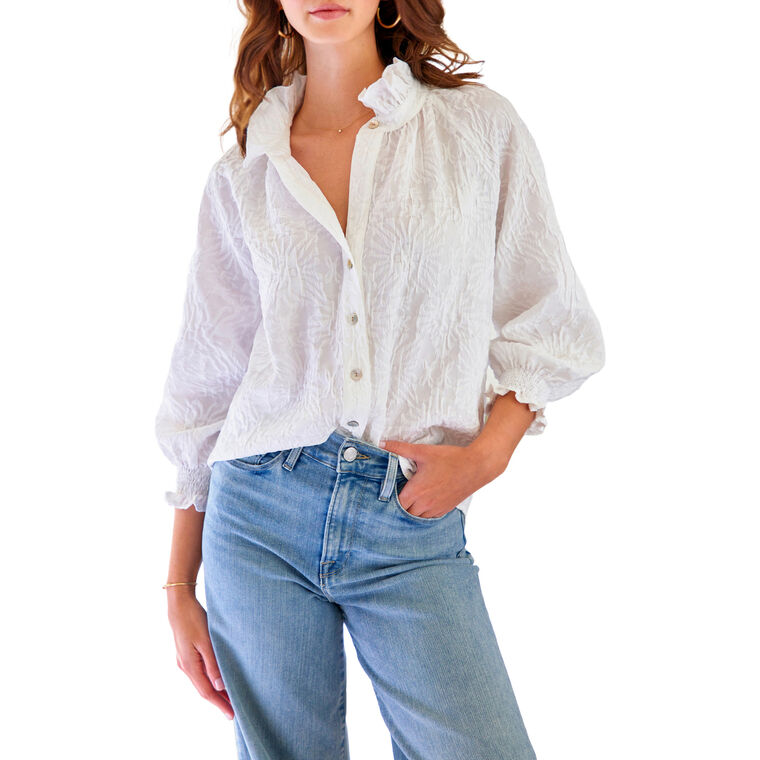 Fiona Textured Jacquard 3/4 Sleeve Shirt image number null