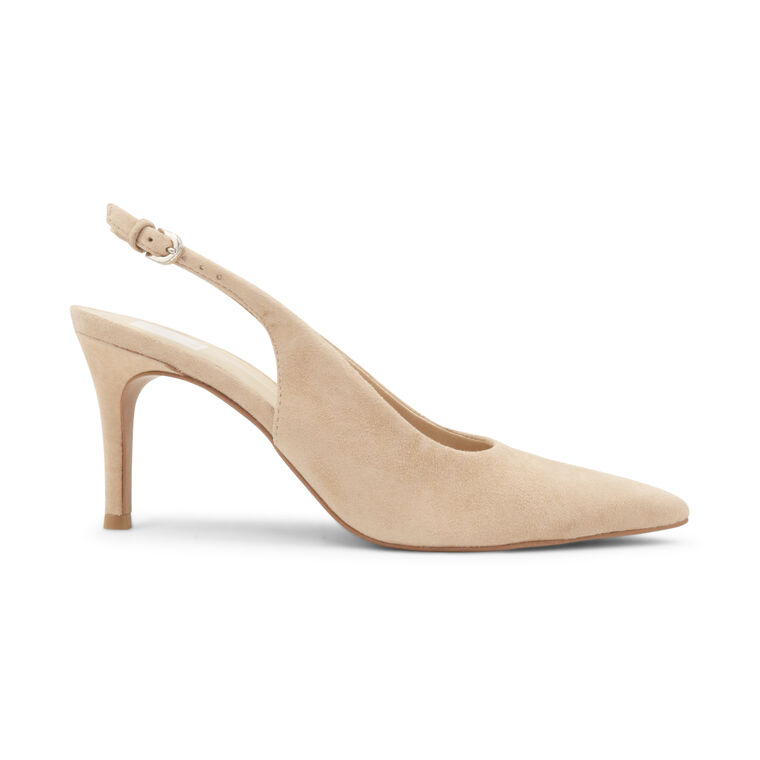 Elasi Pointed Toe Suede Slingback Heel image number null