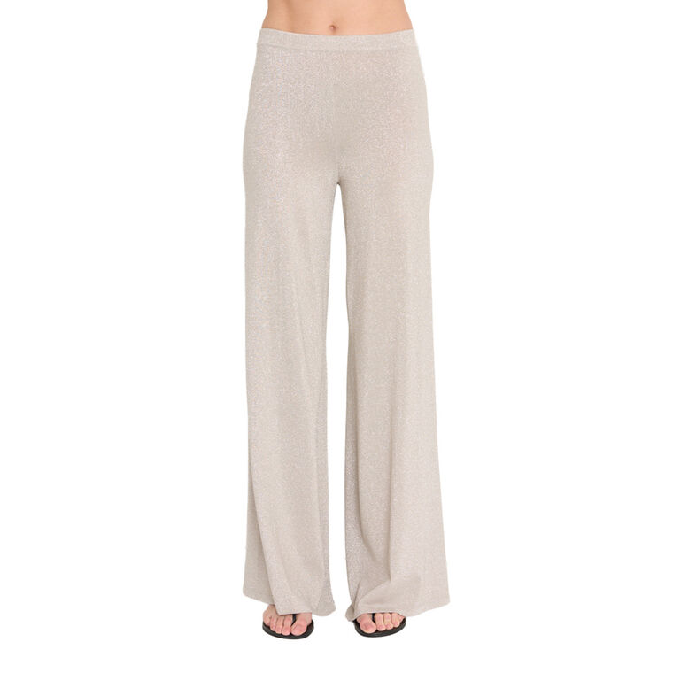 Nina Wide-Leg Metallic Knit Pull-On Pant image number null