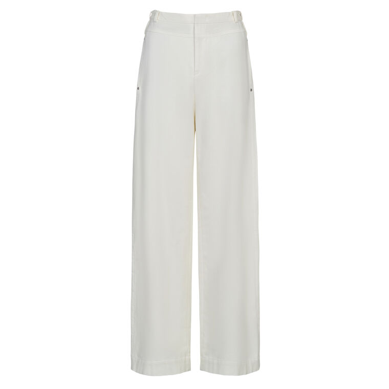 Mid Rise Italian Cotton Double-Waist Utility Wide Leg Pant image number null
