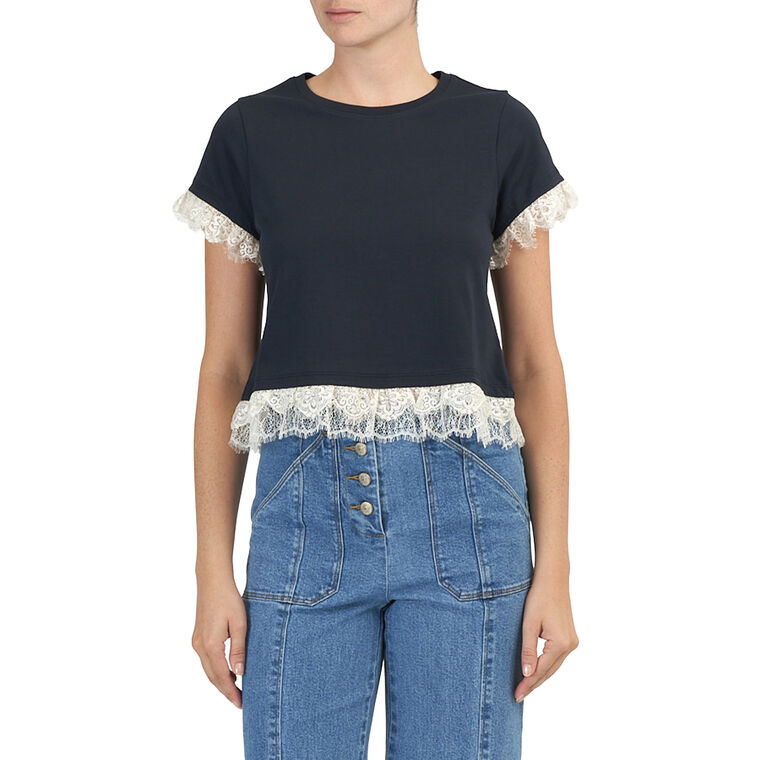 Ami Lace Detail Tee image number null