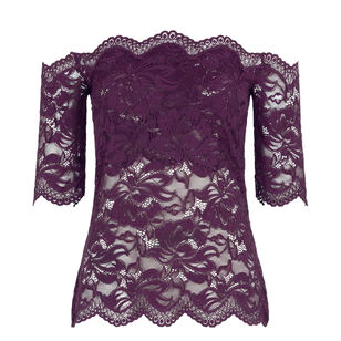 Short Sleeve Off-The-Shoulder Lace Top