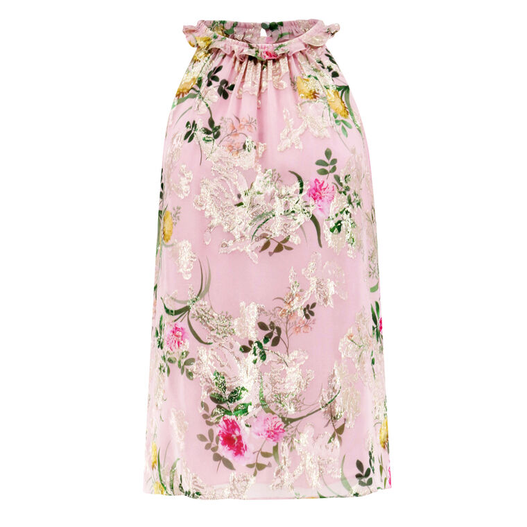 Charles Floral-Print Fil Coupe Halterneck Blouse image number null
