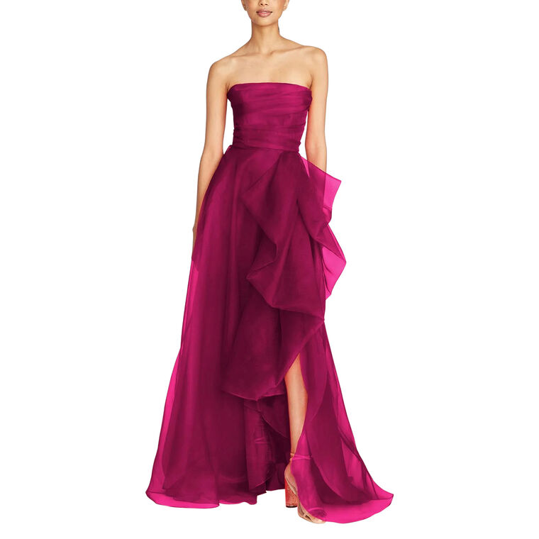 Teresa Strapless Draped Organza A-Line Gown image number null