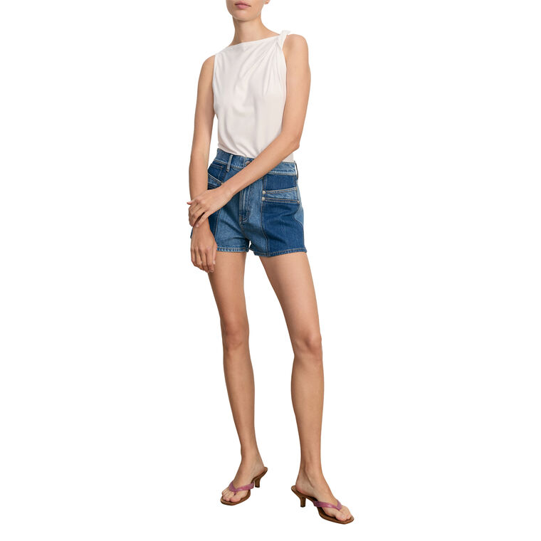 Elijah Color-Block Denim Shorts image number null
