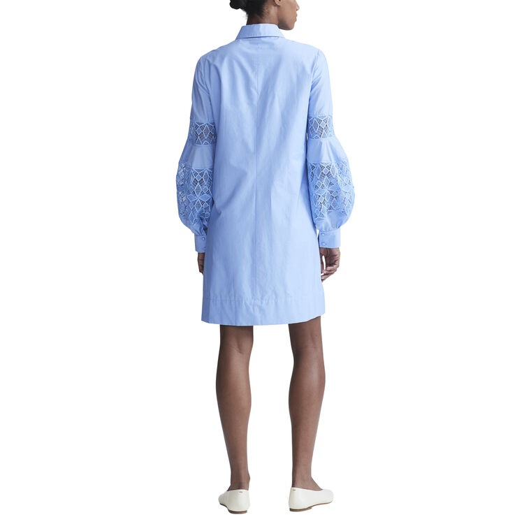 Poplin Lace Inset Full Sleeve Shirt Dress image number null