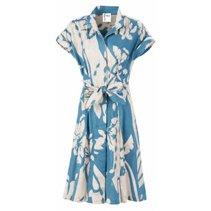 Rocky Short Sleeve Tie-Front Dress In Palm Tree Print