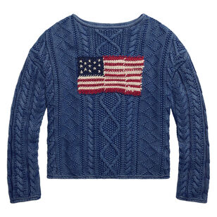 Long Sleeve Cotton-Linen Flag Sweater