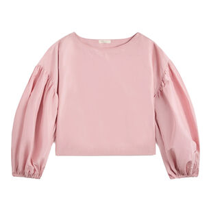 Balloon Puff Sleeve Silk Taffeta Top