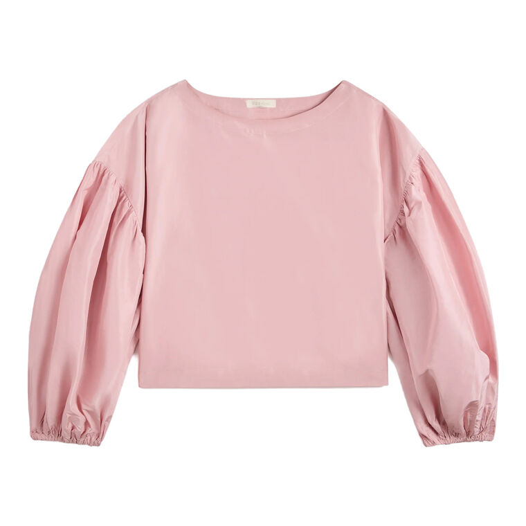 Balloon Puff Sleeve Silk Taffeta Top image number null