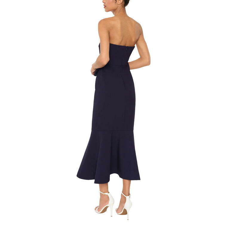 Ilene Strapless Floral Applique Midi Dress image number null