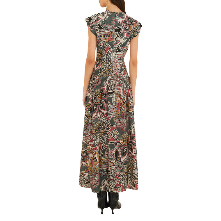 Tapestry Flowers Sleeveless Maxi Dress image number null