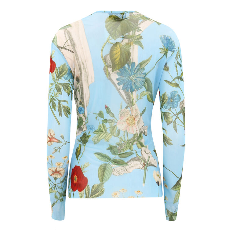 Floral Skeleton Print Mesh Top image number null
