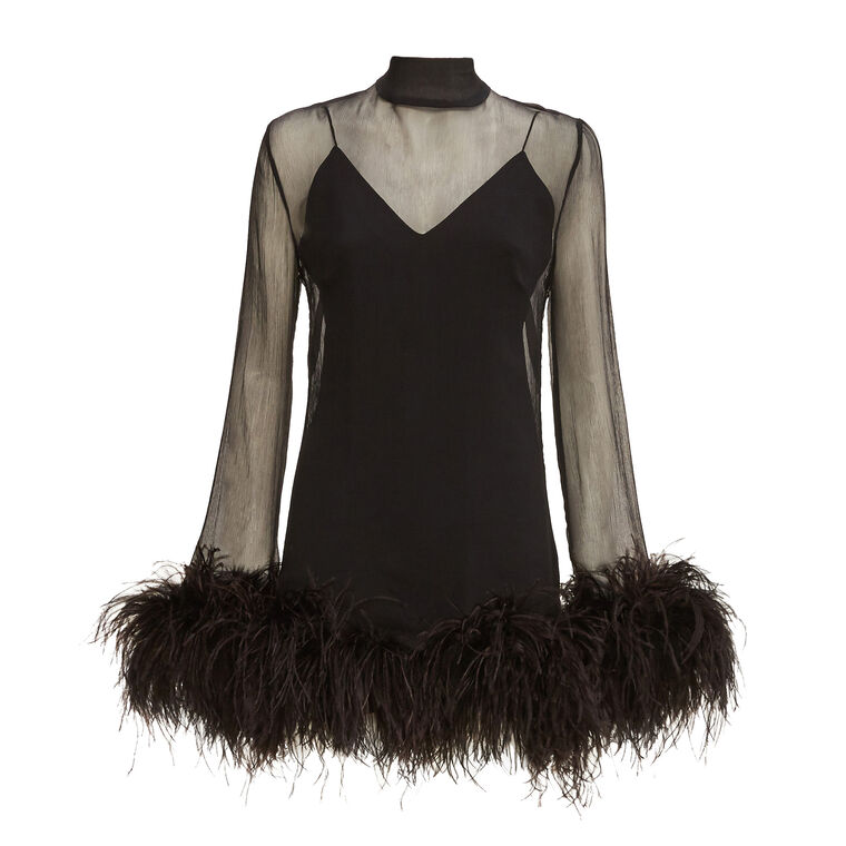 Gina Spirito Feather-Trim Dress image number null
