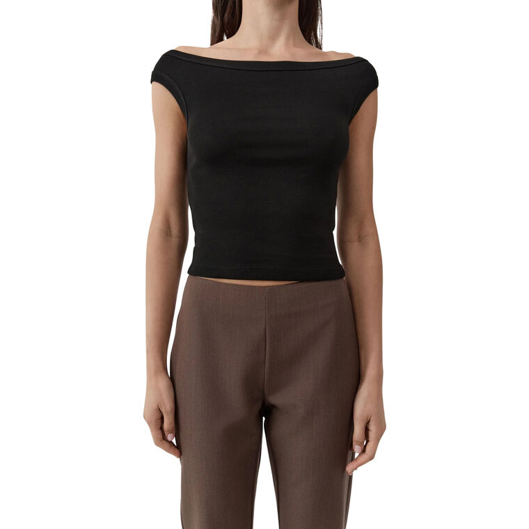 Organic Cotton Off Shoulder Cap Sleeve Top image number null