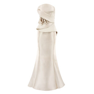 Strapless Mikado Gown With Shawl