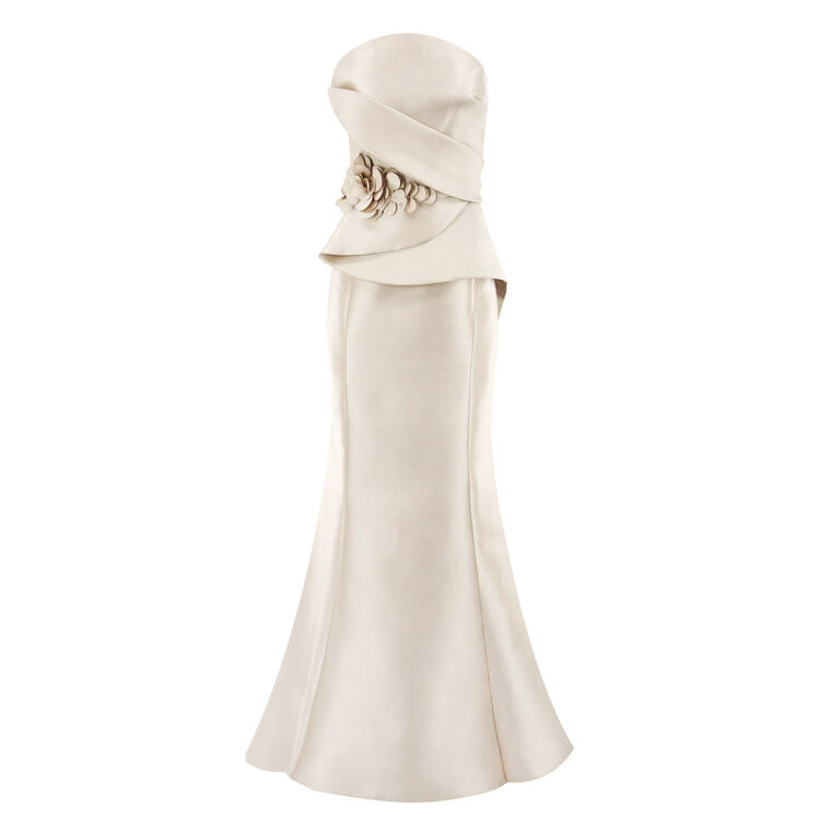 Strapless Mikado Gown With Shawl image number null