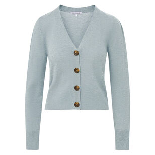 Solene V-Neck Ribbed Hem Cashmere Cardigan