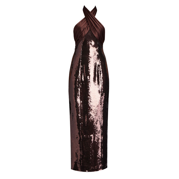Tamra Sequin Halterneck Midi Dress image number null