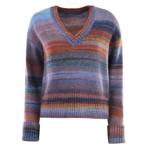 Diora Stripe V-Neck Pullover Sweater