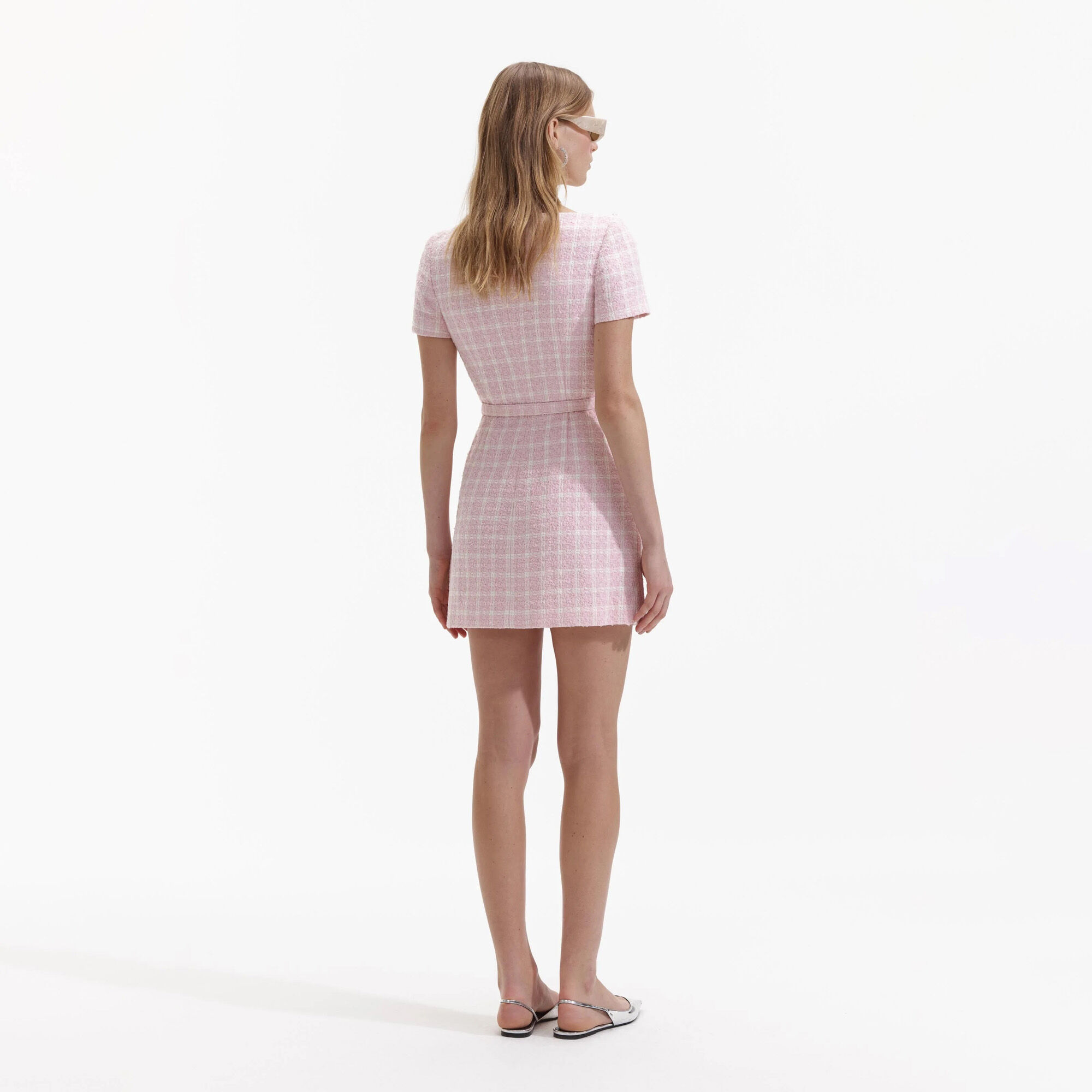 Boucle Off Shoulder Mini Dress