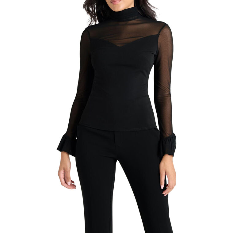 Lucy Long Sleeve Super Stretch Sheer Turtleneck Top image number null