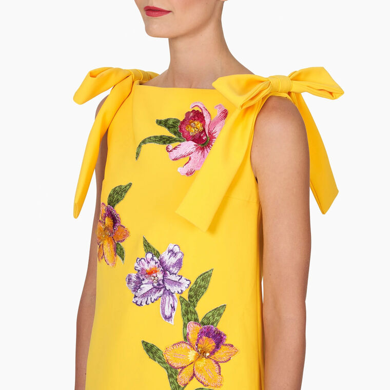 Embroidered Sleeveless Shift Dress With Boatneck image number null