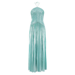 Ivee Halterneck Pleated Midi Dress