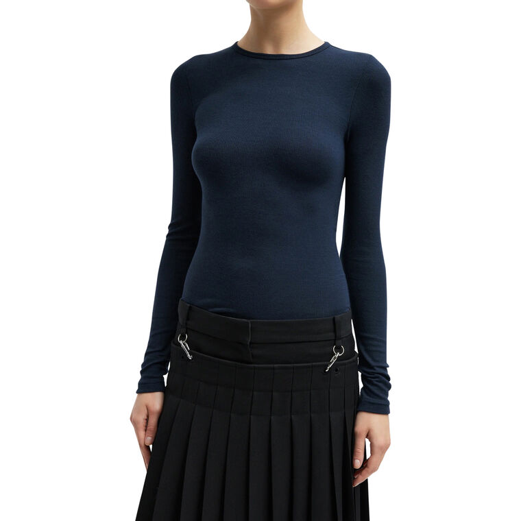 Circular Ribbed Crewneck Pullover T-Shirt image number null